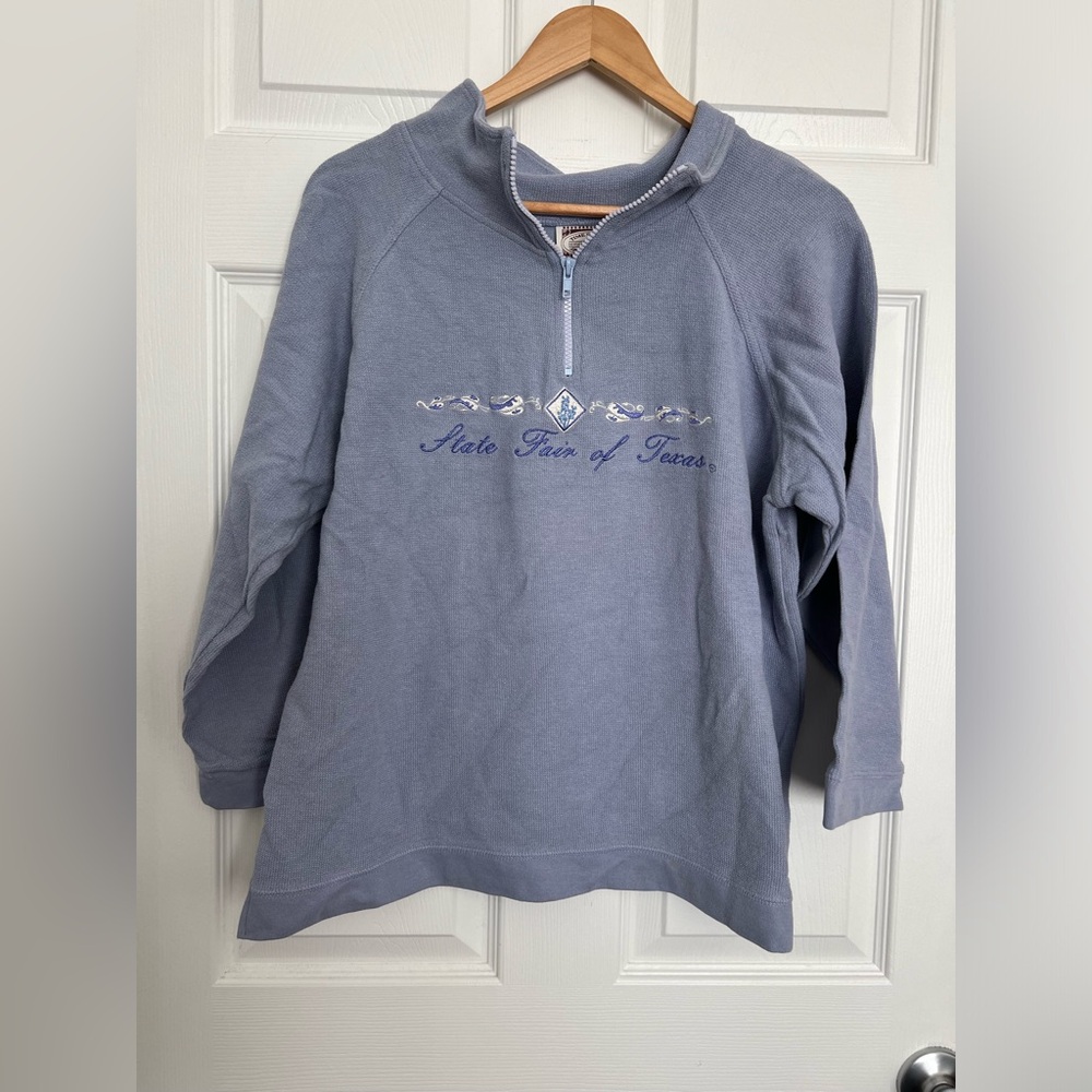 Size medium vintage State Fair of Texas woman’s 1/4 zip periwinkle pullover